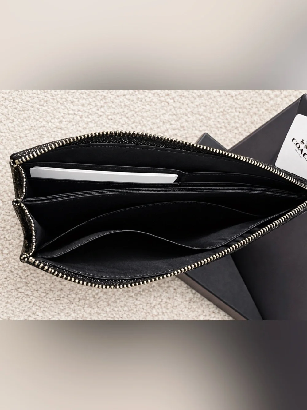 Coach Metallic Pebbled Leather Zip Card Wallet